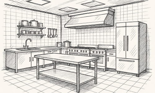 sketvh of future kitchen